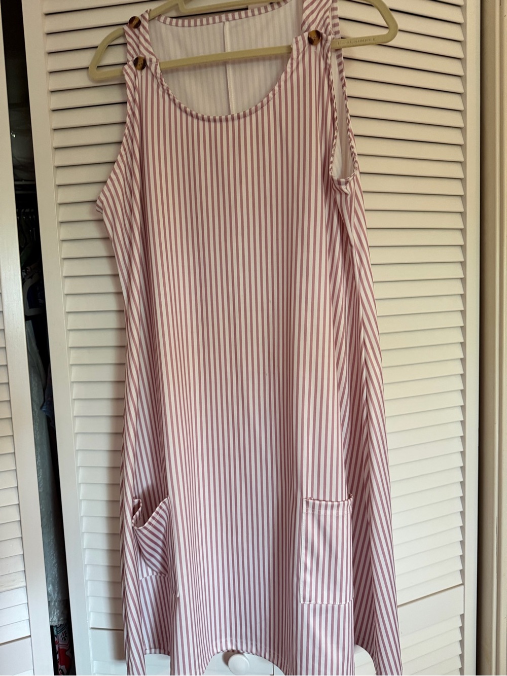 Plus size Striped Pink and White Sleeveless Pocket Dress